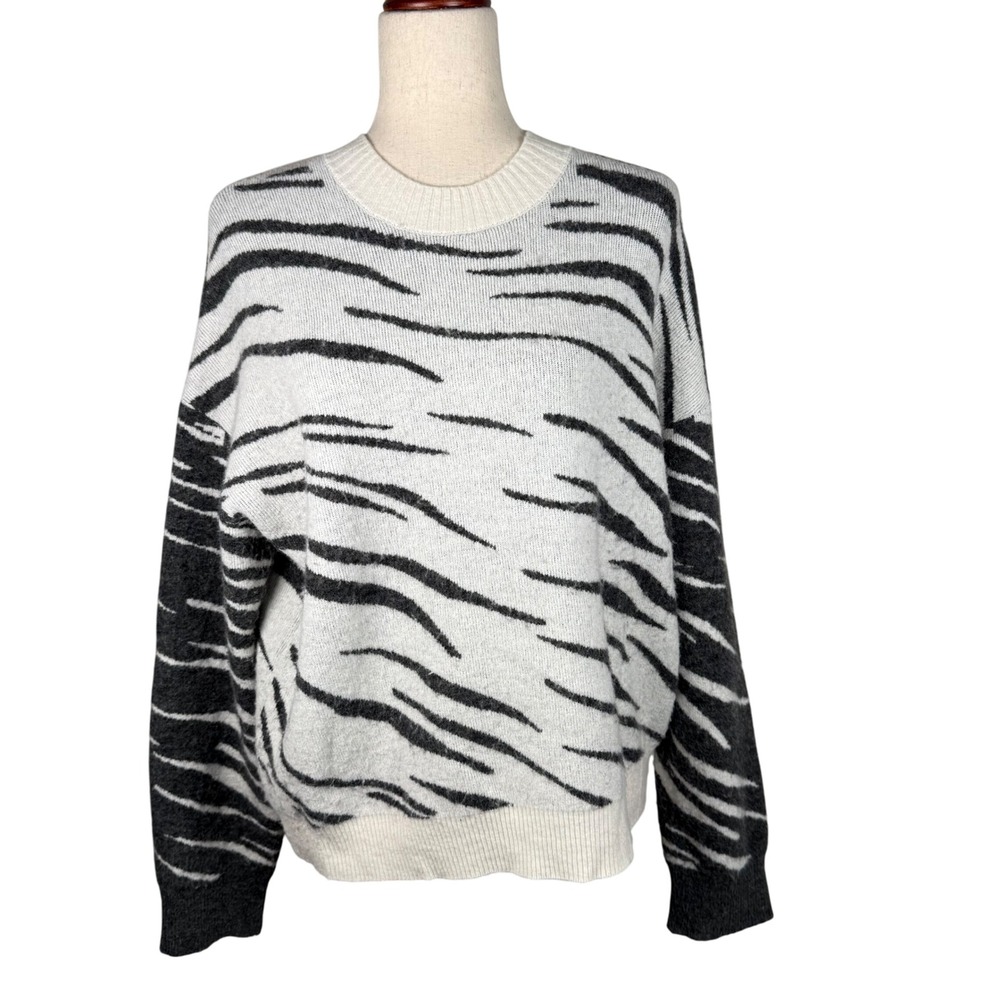 Rails Lana Mixed Abstract Tiger Wool Cashmere Women's Sweater Animal Print Small